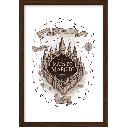 "Quadro Mapa do Maroto" Quadro caixa sem vidro acrílico