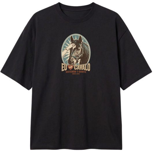 "Estampa/EU AMO CAVALO" Camiseta Oversized Classic