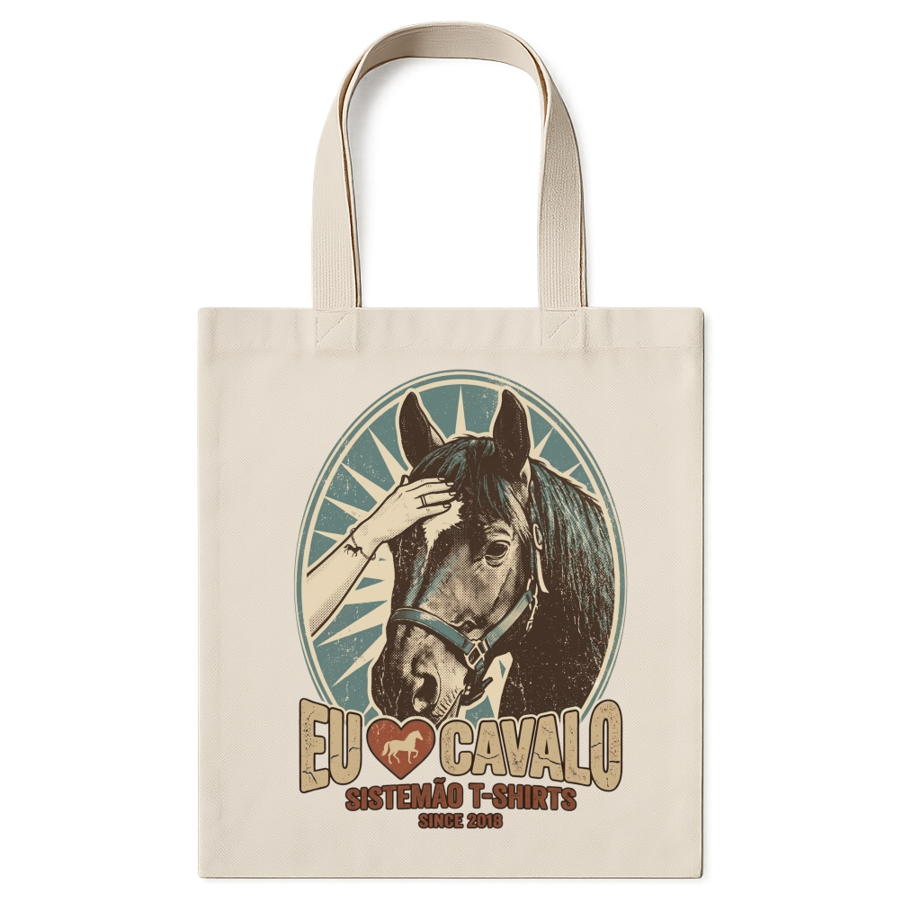 "Estampa/EU AMO CAVALO" Ecobag