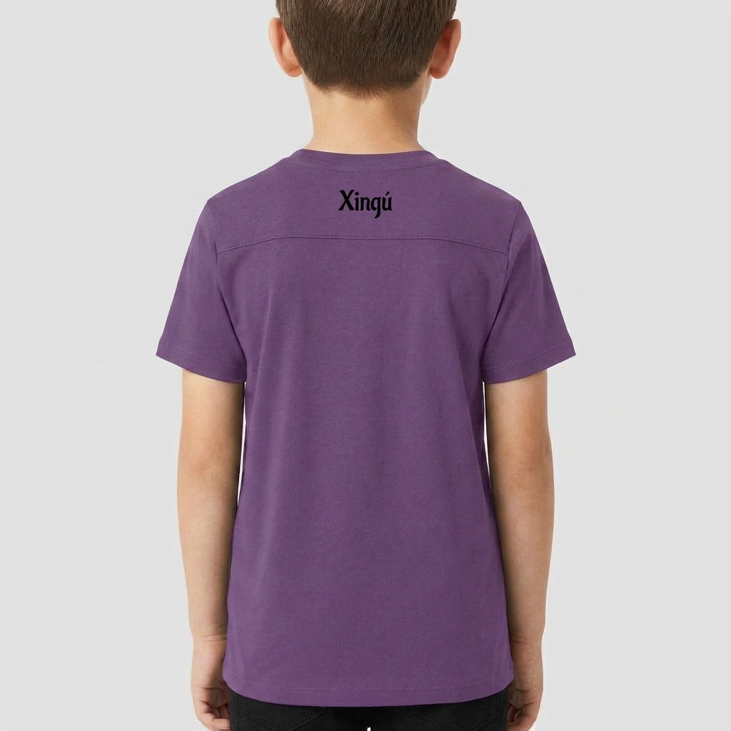 "Camiseta roxa kuarup" Camiseta infantil 4 a 9 anos