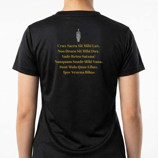 "Camiseta Medalha de São Bento – Fé, Proteção e Propósito" Camiseta Regular Poliamida UV