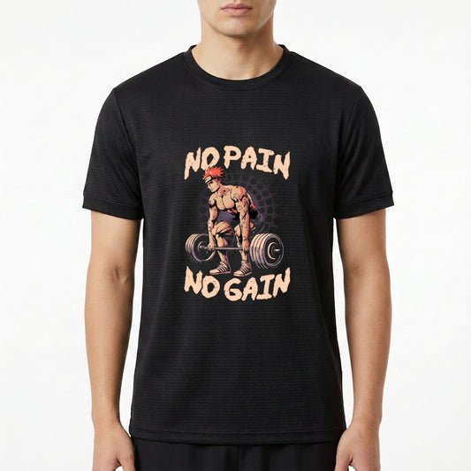 "No Pain No Gain Naruto - Camiseta DryFit Premium Unissex" Camiseta Regular Poliamida UV