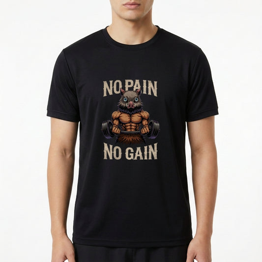 "No Pain No Gain Inosuke Hashibira Demon Slayer - Camiseta DryFit Premium Unissex" Camiseta Regular Poliamida UV