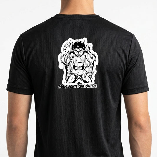 "Mais Forte que Ontem RockLee Naruto - Camiseta DryFit Premium Unissex" Camiseta Regular Poliamida UV