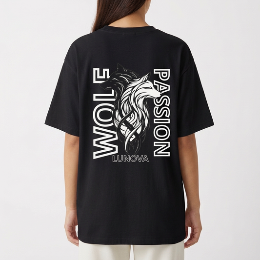 "Oversized LUNOVA - WOLF PASSION" Camiseta Oversized Básica