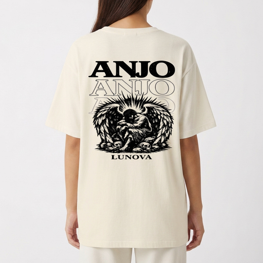 "LUNOVA - ANJO Silent Angel" Camiseta Oversized Básica