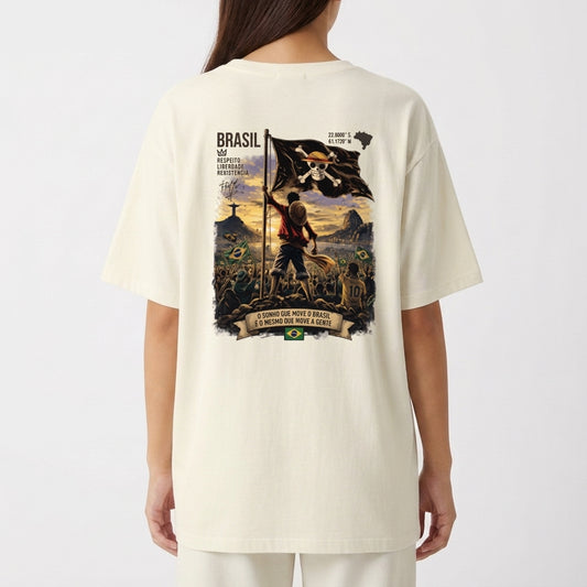 "One Piece Brasil Povo" Camiseta Oversized Básica
