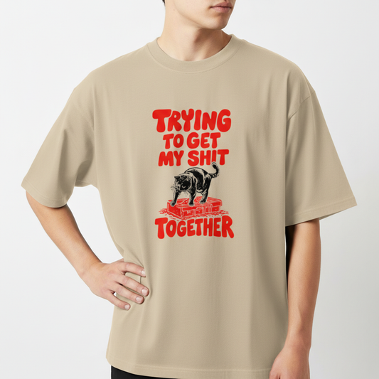 "Camiseta oversized - Organized cat" Camiseta Oversized Básica