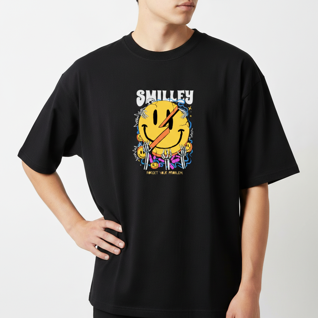 "Camiseta oversized - Smiley" Camiseta Oversized Básica