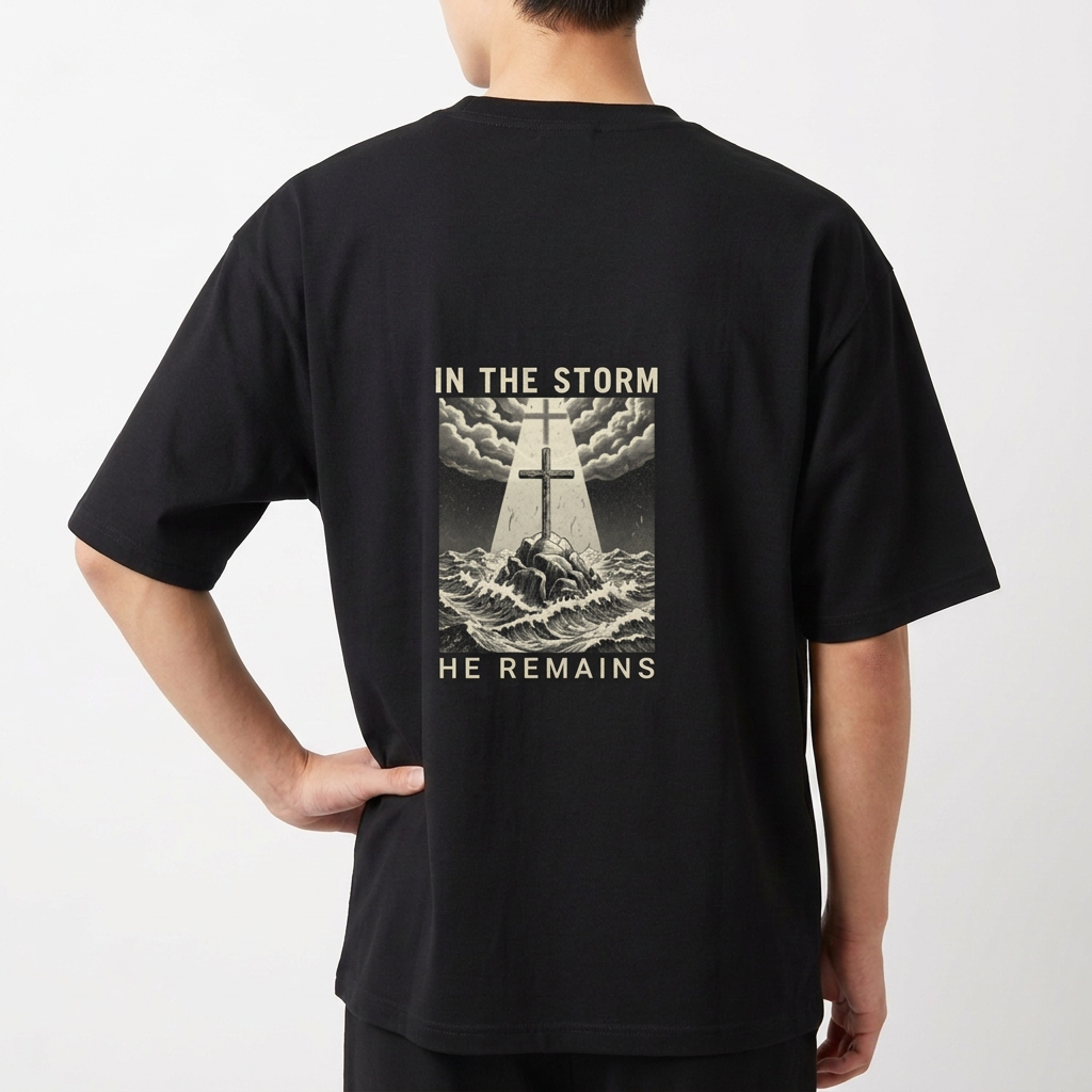 "Oversized In The Storm He Remains - Oldschool" Camiseta Oversized Básica