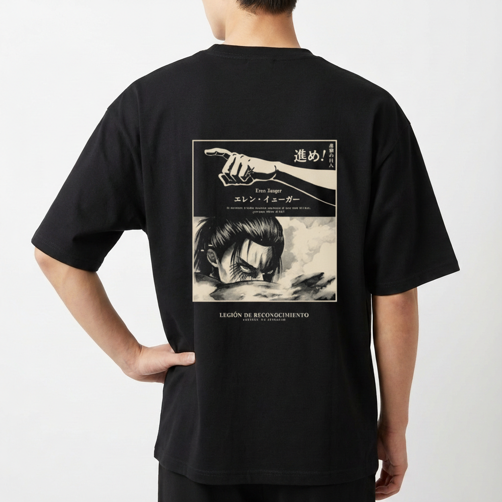 "Camiseta Eren Yeager Oversized" Camiseta Oversized Básica