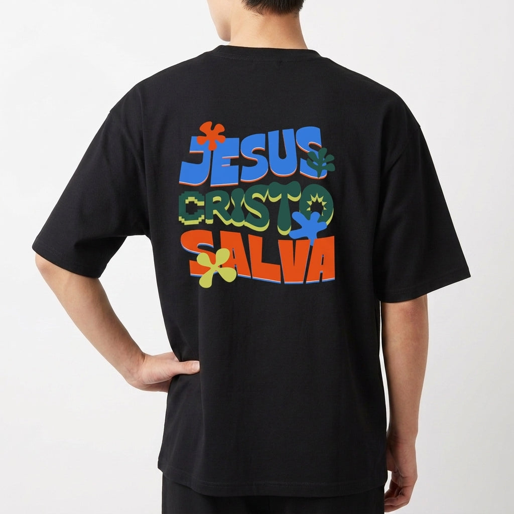 "Jesus Cristo Salva" Camiseta Oversized Básica