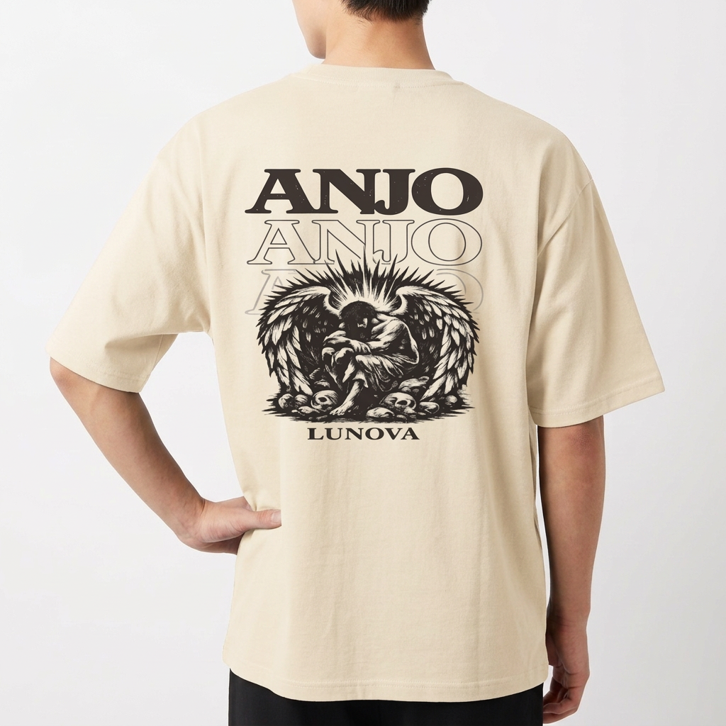 "LUNOVA - ANJO Silent Angel" Camiseta Oversized Básica