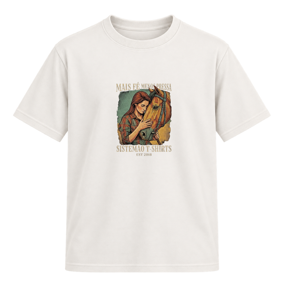 "Estampa /MAIS FÉ" Camiseta Regular Suedine