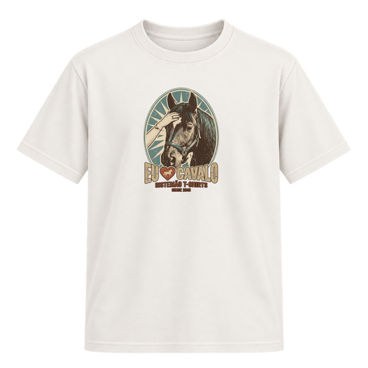 "Estampa/EU AMO CAVALO" Camiseta Regular Suedine