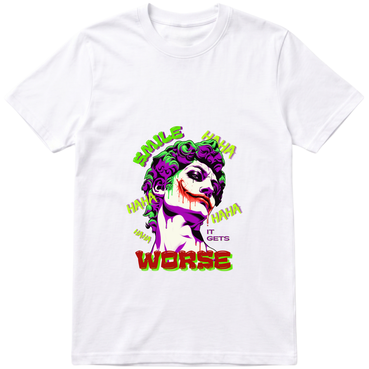 "Camiseta SMILE IT GETS WORSE - Coringa" Camiseta Básica Unissex