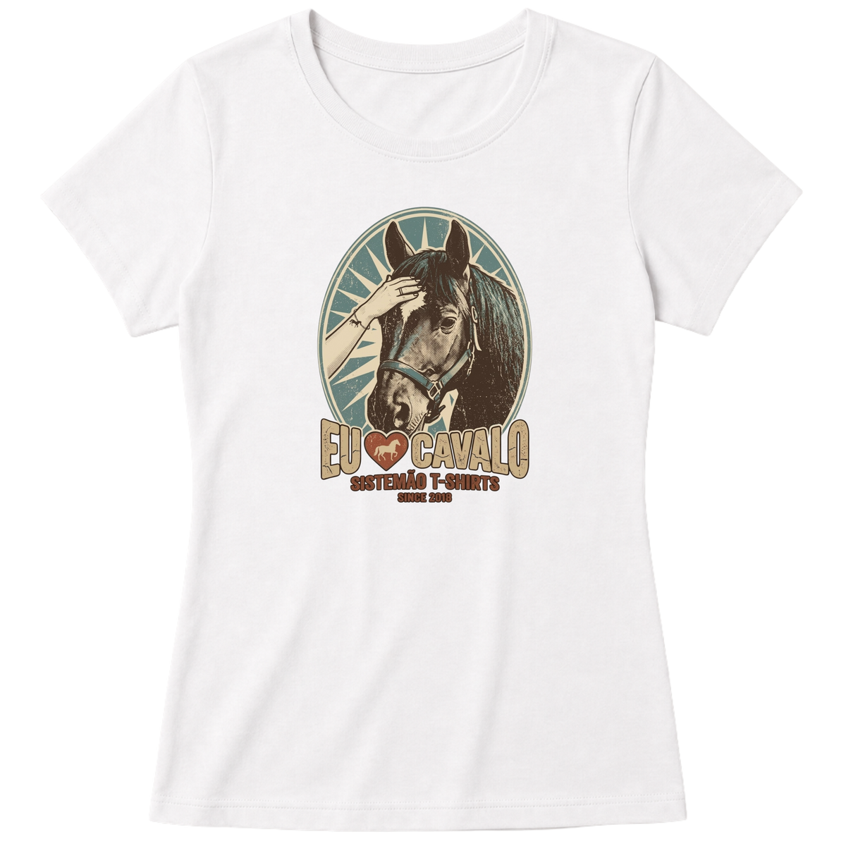 "Estampa/EU AMO CAVALO" Blusa Baby Look