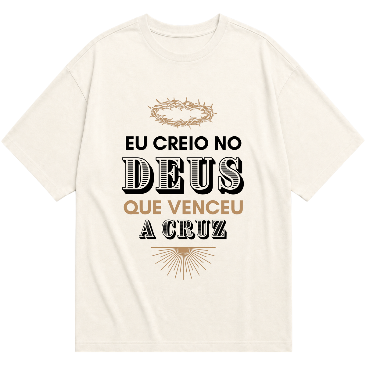 "Camiseta Oversized Eu Creio" Oversized Básica 30.1