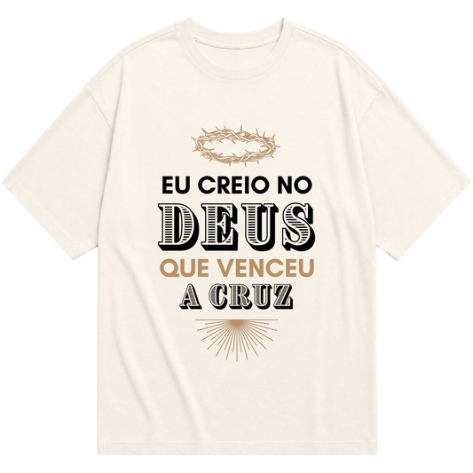 "Camiseta Oversized Eu Creio" Oversized Básica 30.1