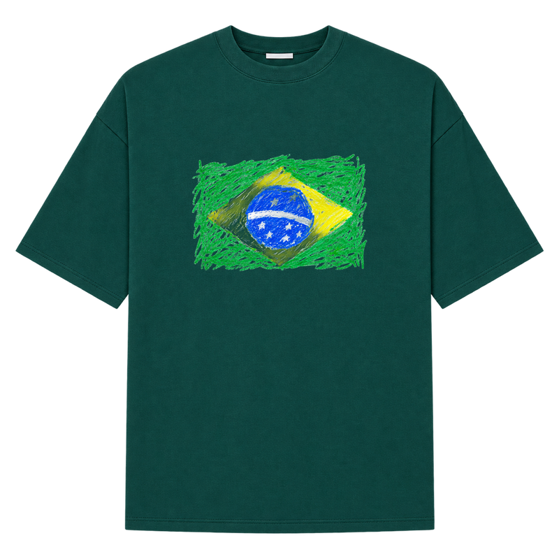 "Brazil" Camiseta Oversized Suedine 220g