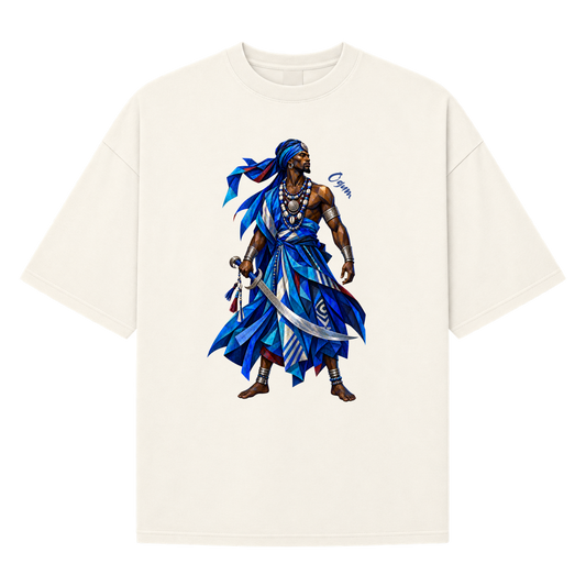 "Ogum - Art Orixás - Oversized Suedine" Camiseta Oversized Suedine 220g