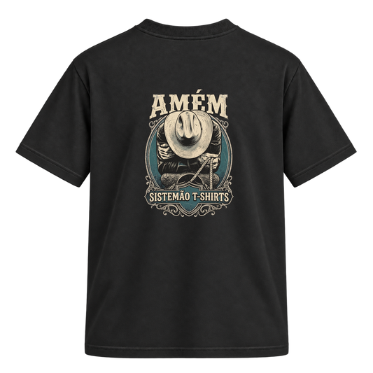 "Estampa/AMÉM" Camiseta Regular Suedine