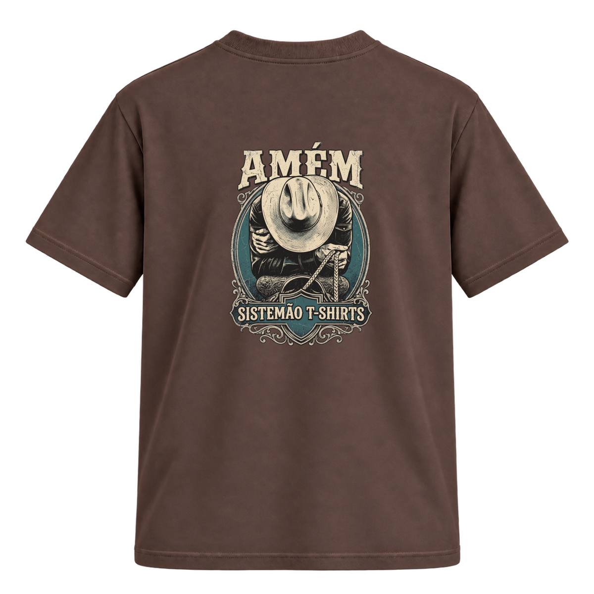 "Estampa/AMÉM" Camiseta Regular Suedine