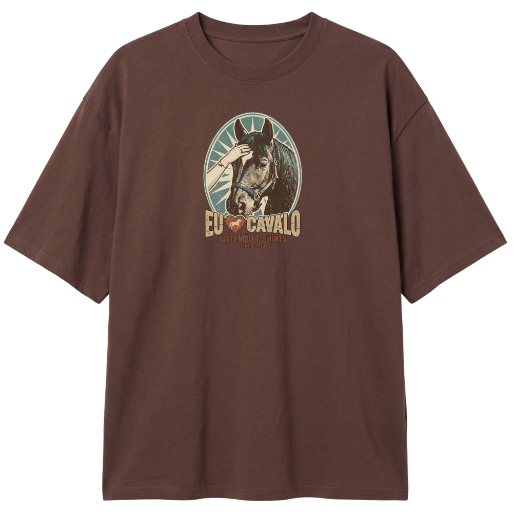 "Estampa/EU AMO CAVALO" Camiseta Oversized Classic