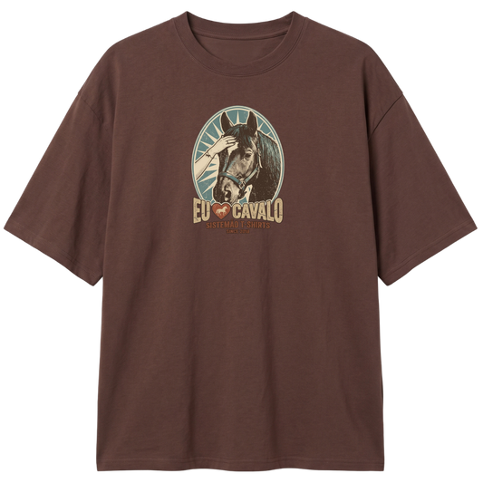 "Estampa/EU AMO CAVALO" Camiseta Oversized Classic