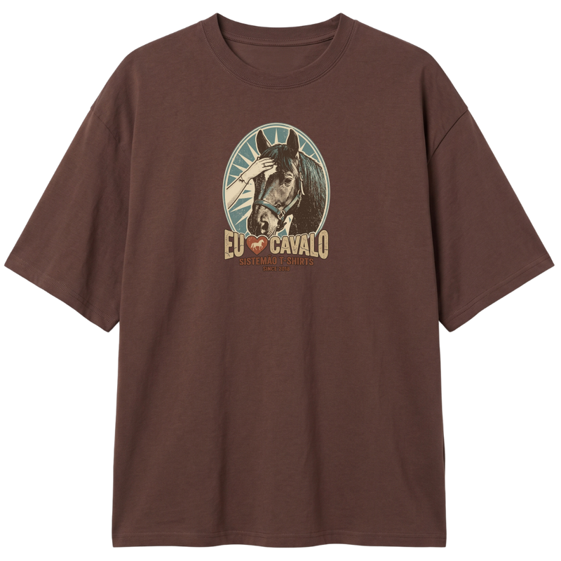 "Estampa/EU AMO CAVALO" Camiseta Oversized Classic