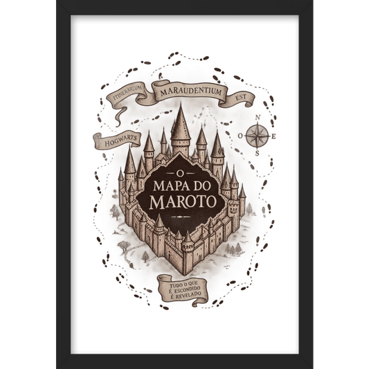 "Quadro Mapa do Maroto" Quadro caixa sem vidro acrílico