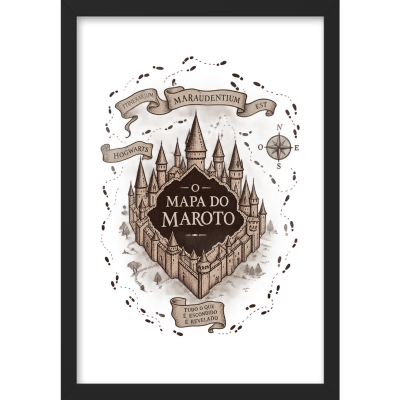 "Quadro Mapa do Maroto" Quadro caixa sem vidro acrílico