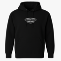 Moletom com estampa frontal de logotipo oval com texto "OWNERS CLUB", "POWERED BY FOUNDERS" e "just drift", rodeado por um design geométrico.