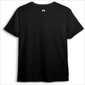 Camiseta com estampa frontal de "5AM CREW" acompanhada pela inscrição menor "minorproject" e estampa traseira minimalista de um logotipo estilizado.