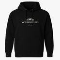 Moletom com estampa frontal de coroa detalhada acima do texto "Société Visionnaires", com frases menores em estilo clássico complementando o design.