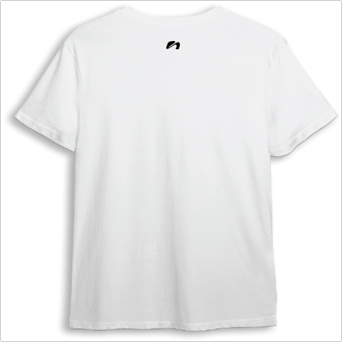 Camiseta com estampa frontal de "RUN FAST" em letras grandes, acompanhada de "Sports & Outdoors" e "Narex Project" menores; e estampa traseira com pequeno símbolo.