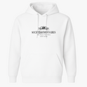 Moletom com estampa frontal de coroa detalhada acima do texto "Société Visionnaires", com frases menores em estilo clássico complementando o design.