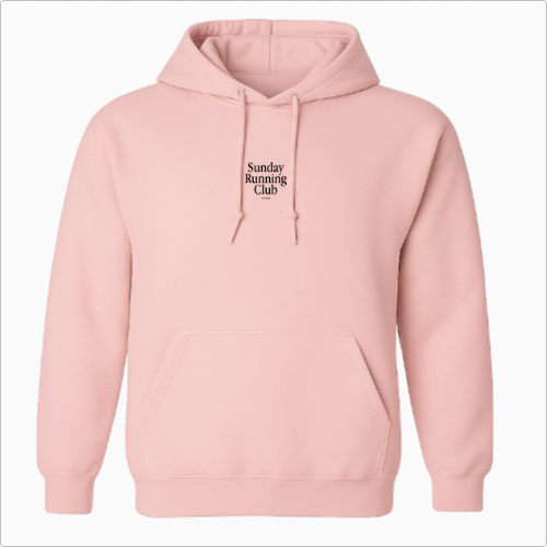 Moletom com estampa frontal de texto simples "Sunday Running Club" no peito e estampa traseira maior com o mesmo texto com adicional "ninexproject".