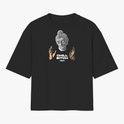 Camiseta com estampa frontal de cabeça de estátua em estilo clássico, mãos gesticulando e texto centralizado "Chill Bitch" acompanhado de pequeno texto inferior.
