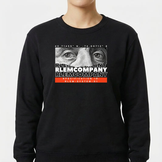 "Moletom Gola Careca RlemCompany Black white and Orange" Blusão Moletom
