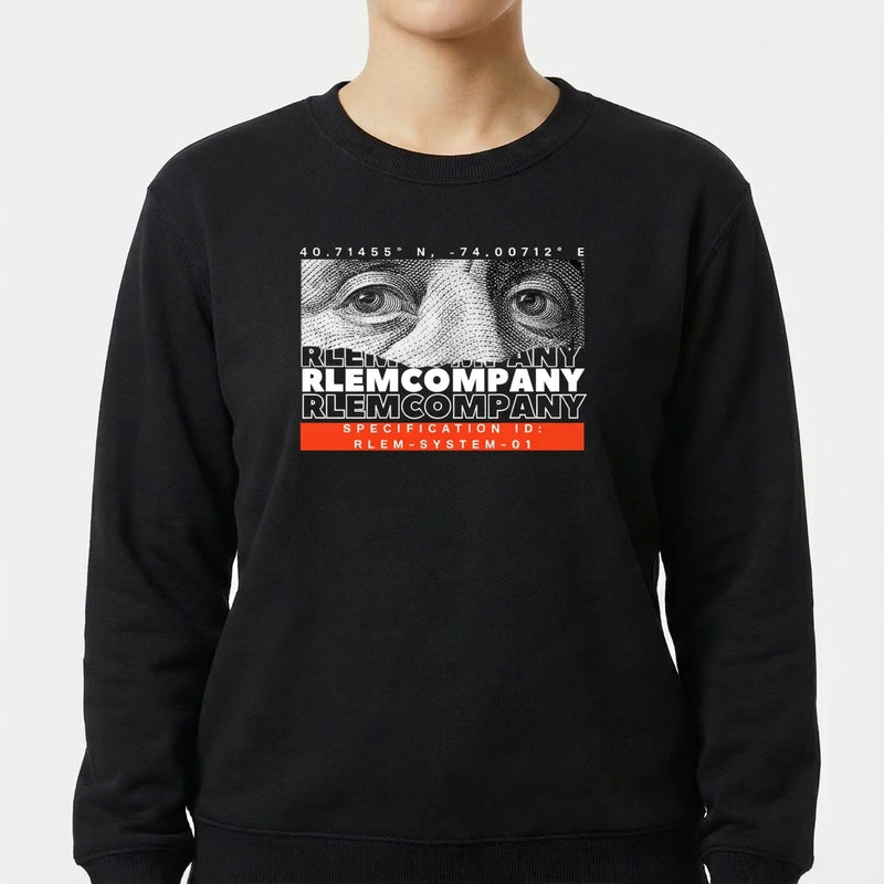 "Moletom Gola Careca RlemCompany Black white and Orange" Blusão Moletom