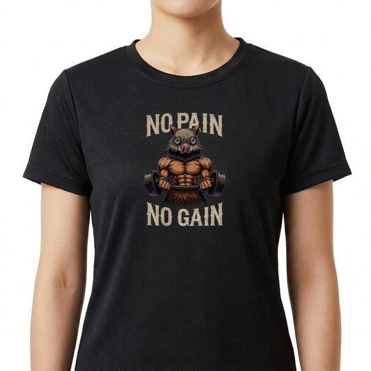 "No Pain No Gain Inosuke Hashibira Demon Slayer - Camiseta DryFit Premium Unissex" Camiseta Regular Poliamida UV