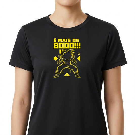 "É Mais de 8000! Goku Medidor de Ki Dragon Ball - Camiseta DryFit Premium Unissex" Camiseta Regular Poliamida UV