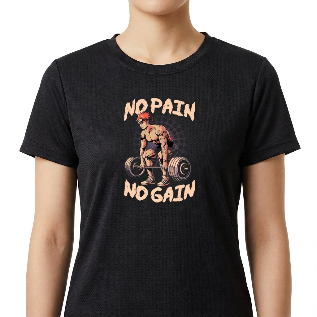 "No Pain No Gain Naruto - Camiseta DryFit Premium Unissex" Camiseta Regular Poliamida UV