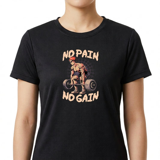 "No Pain No Gain Naruto - Camiseta DryFit Premium Unissex" Camiseta Regular Poliamida UV