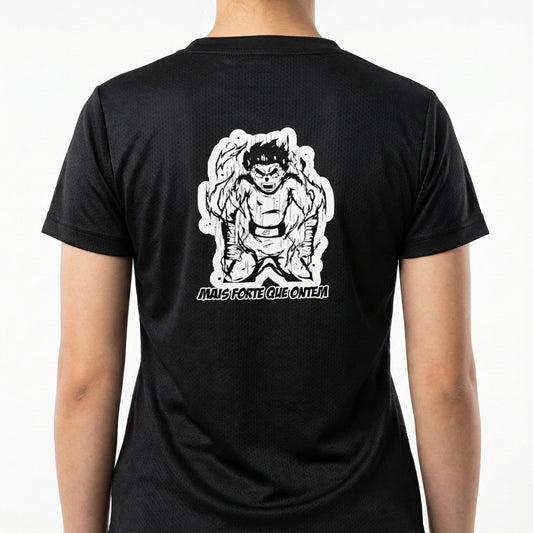 "Mais Forte que Ontem RockLee Naruto - Camiseta DryFit Premium Unissex" Camiseta Regular Poliamida UV