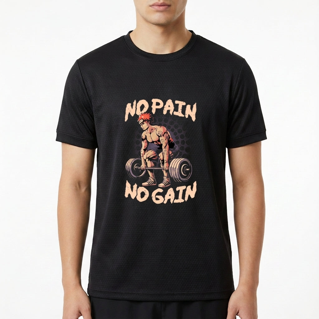 "No Pain No Gain Naruto - Camiseta DryFit Premium Unissex" Camiseta Regular Poliamida UV