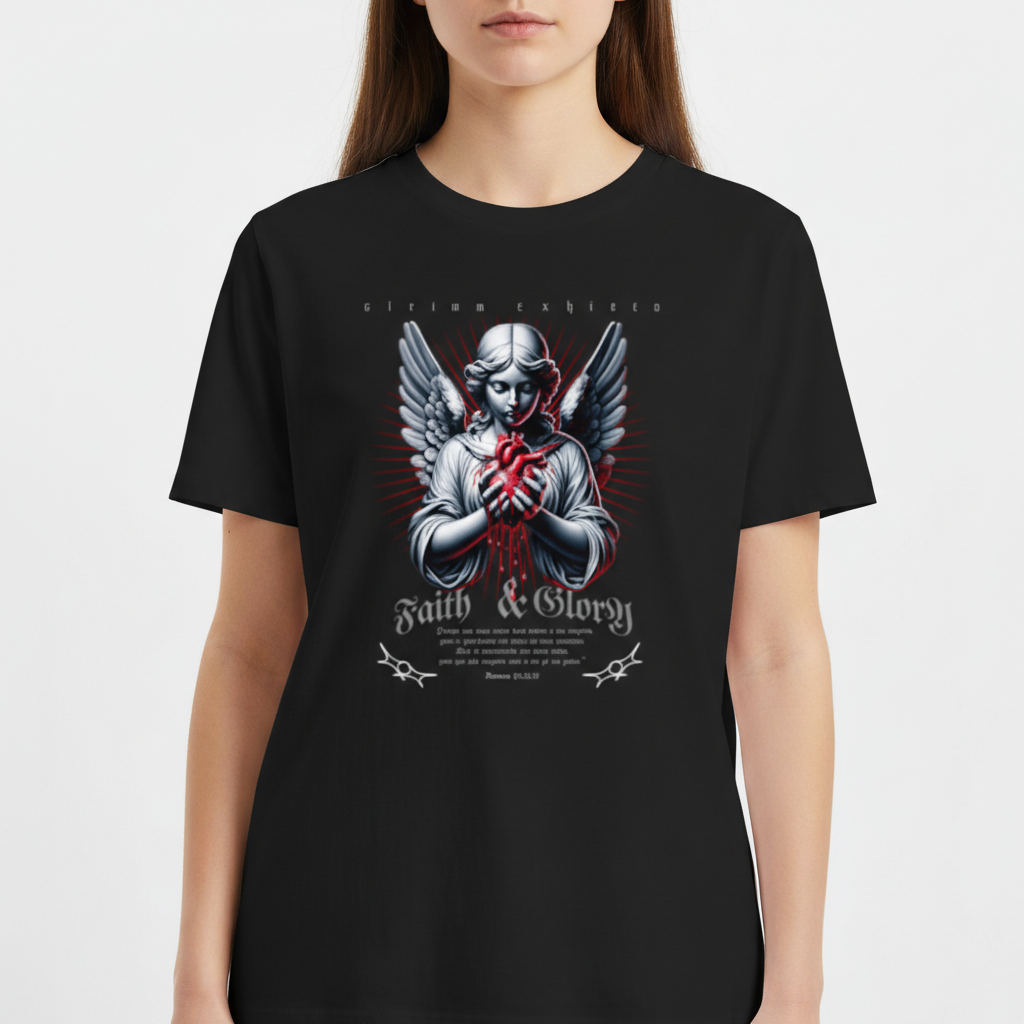 "Camiseta Católica Faith & Glory – Anjo Sagrado | Salmo 91 |" Camiseta Básica Unissex