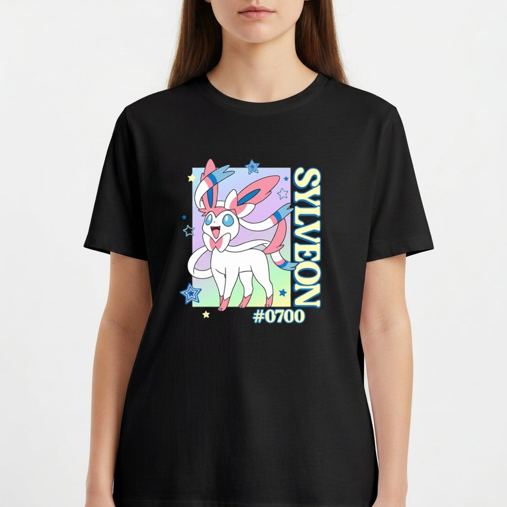 "Sylveon e Estrelas Pokémon - Camiseta Premium Unissex Base" Camiseta Básica Unissex