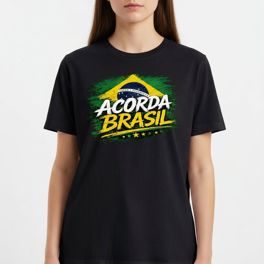 "Camiseta Unissex Acorda Brasil" Camiseta Básica Unissex